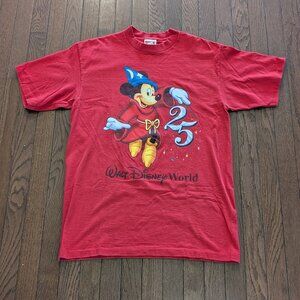 90's Walt Disney World 25th Anniversary Fantasia Mickey T-Shirt - Size L